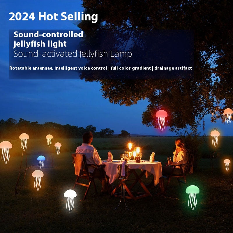 LED Jellyfish Mood Lamp - Portable Smart Night Light and Decorative Table Lamp for Bedside or Desk
