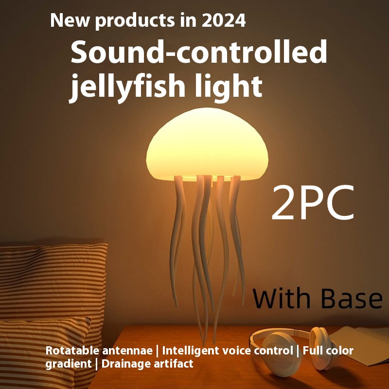 LED Jellyfish Mood Lamp - Portable Smart Night Light and Decorative Table Lamp for Bedside or Desk